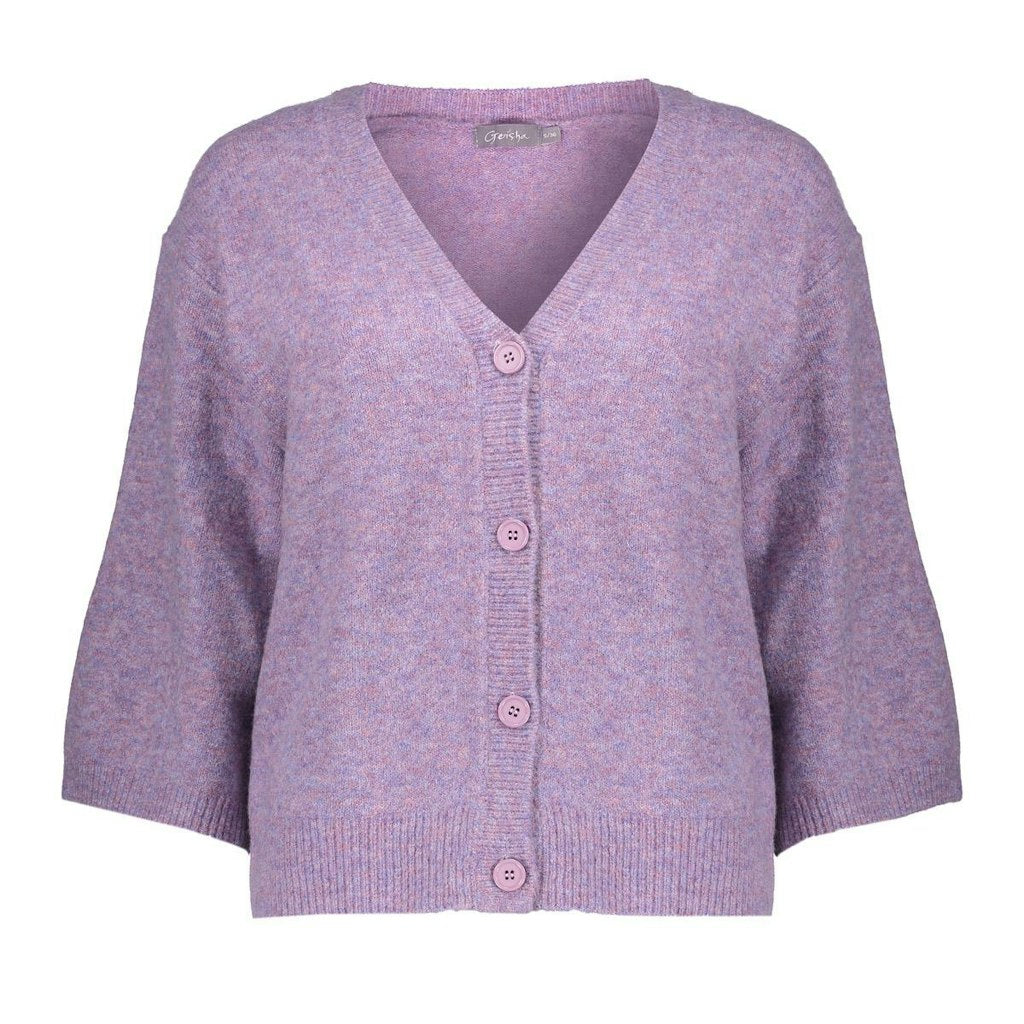 Cardigan V-neck 3/4 Sleeves - Lila