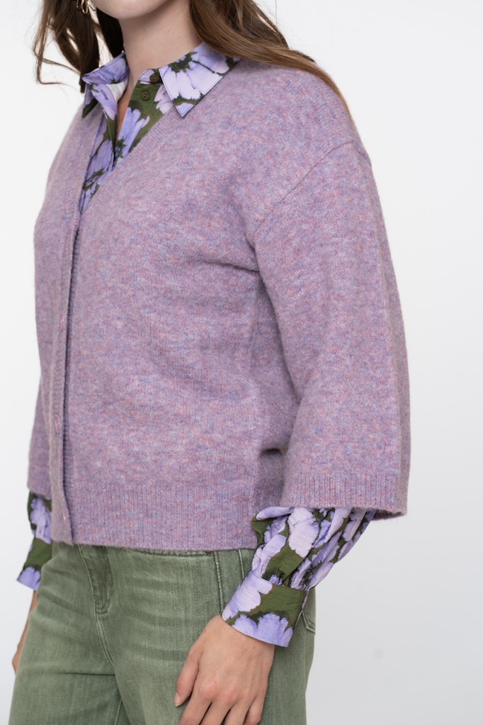 Cardigan V-neck 3/4 Sleeves - Lila