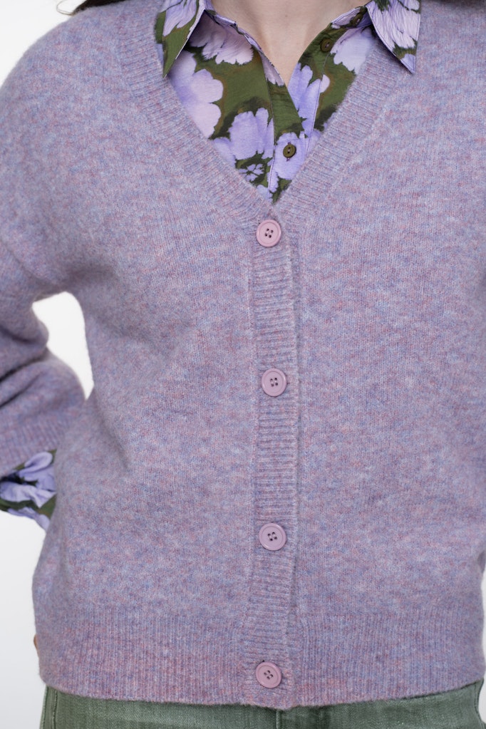 Cardigan V-neck 3/4 Sleeves - Lila
