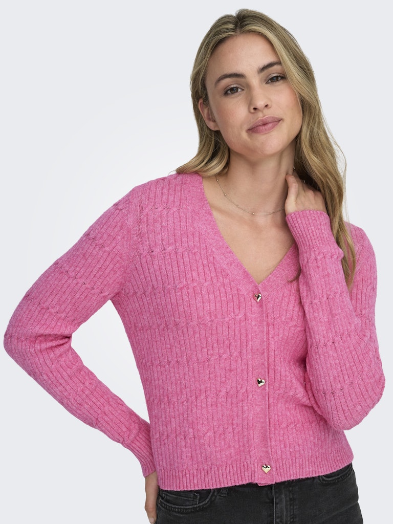 Onlkatia Ls Vneck Cardi Knt Noos - Roze