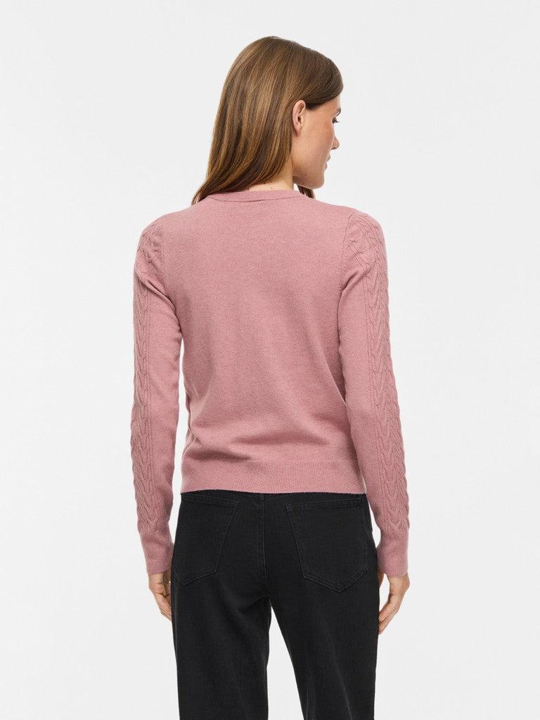 Vikerry Cable L/s Knit Cardigan-noos - Oud Roze