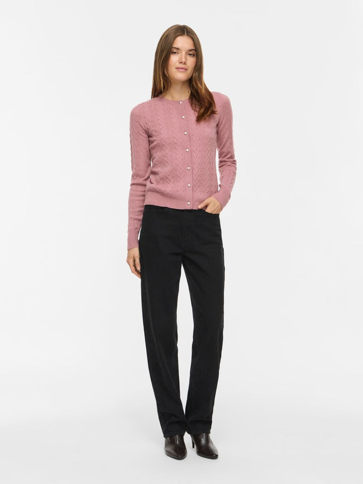 Vikerry Cable L/s Knit Cardigan-noos - Oud Roze