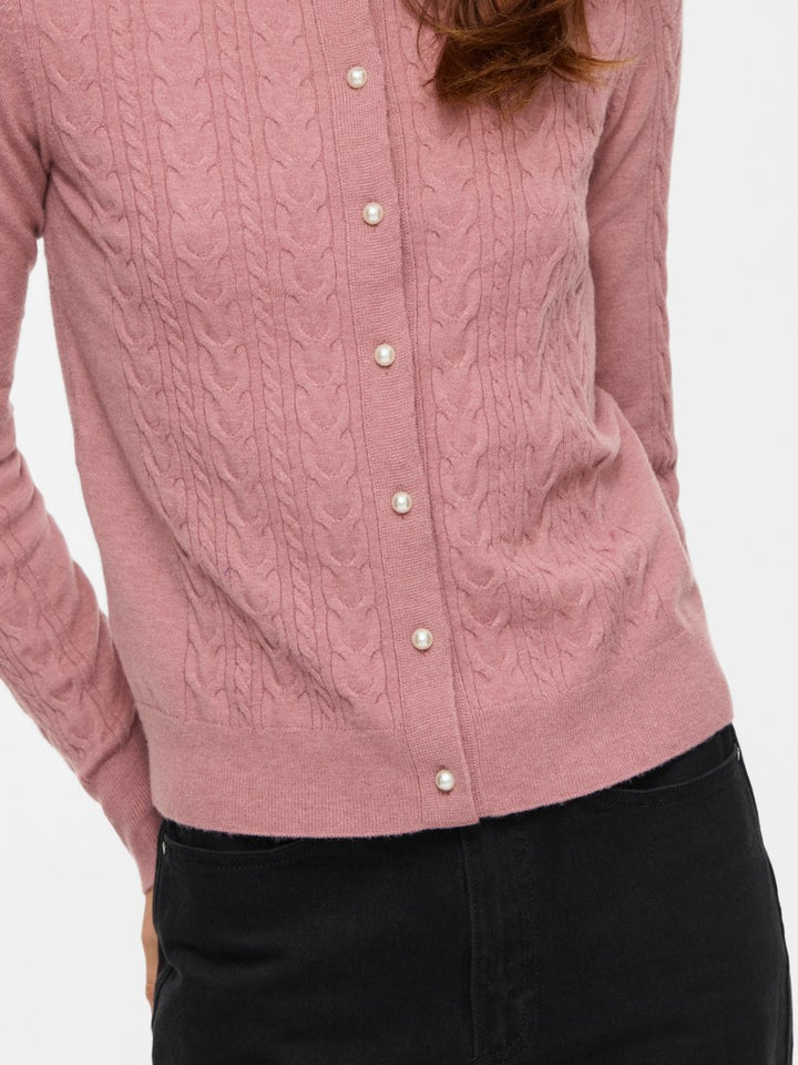 Vikerry Cable L/s Knit Cardigan-noos - Oud Roze