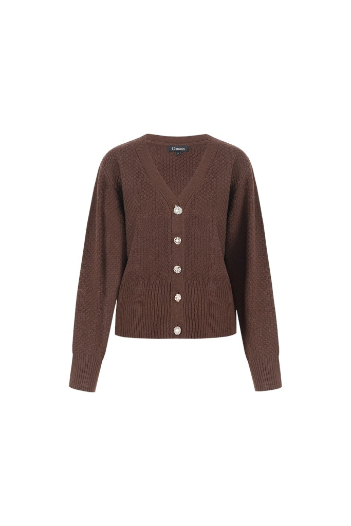 Dolores Knitting Cardigan##5; 514 Dark Chocola - Bruin