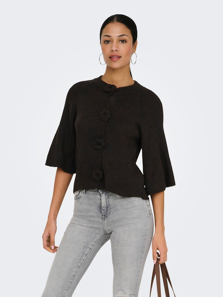 Jdyhailey 3/4 Rose Cardigan Knt - Bruin