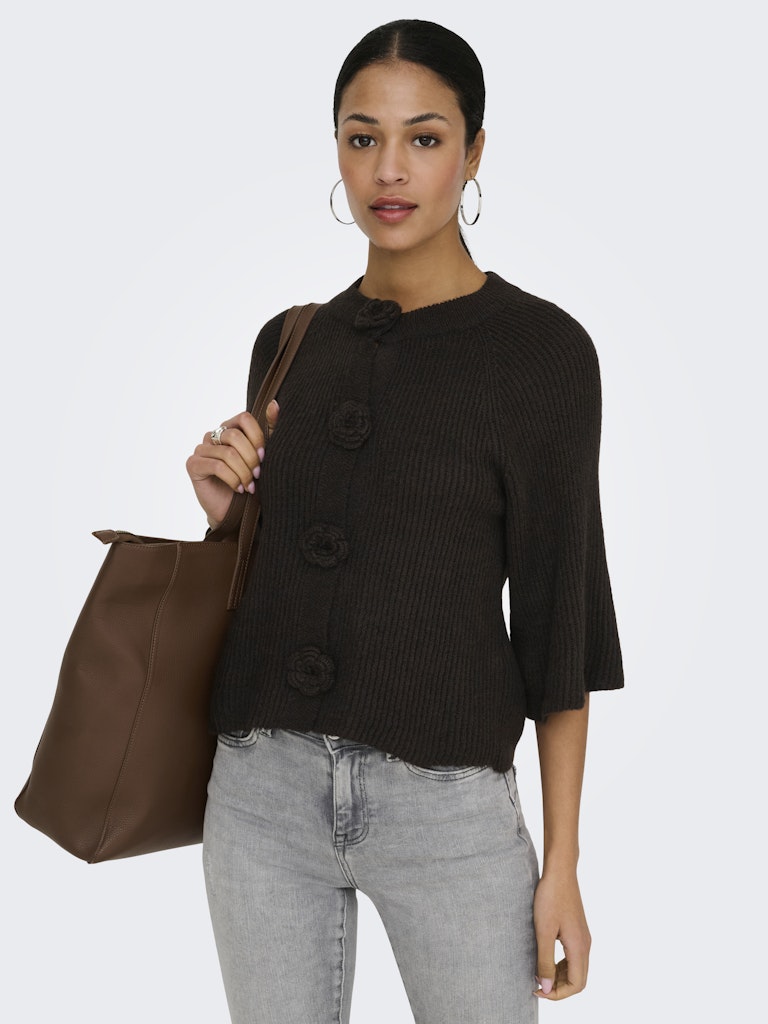 Jdyhailey 3/4 Rose Cardigan Knt - Bruin