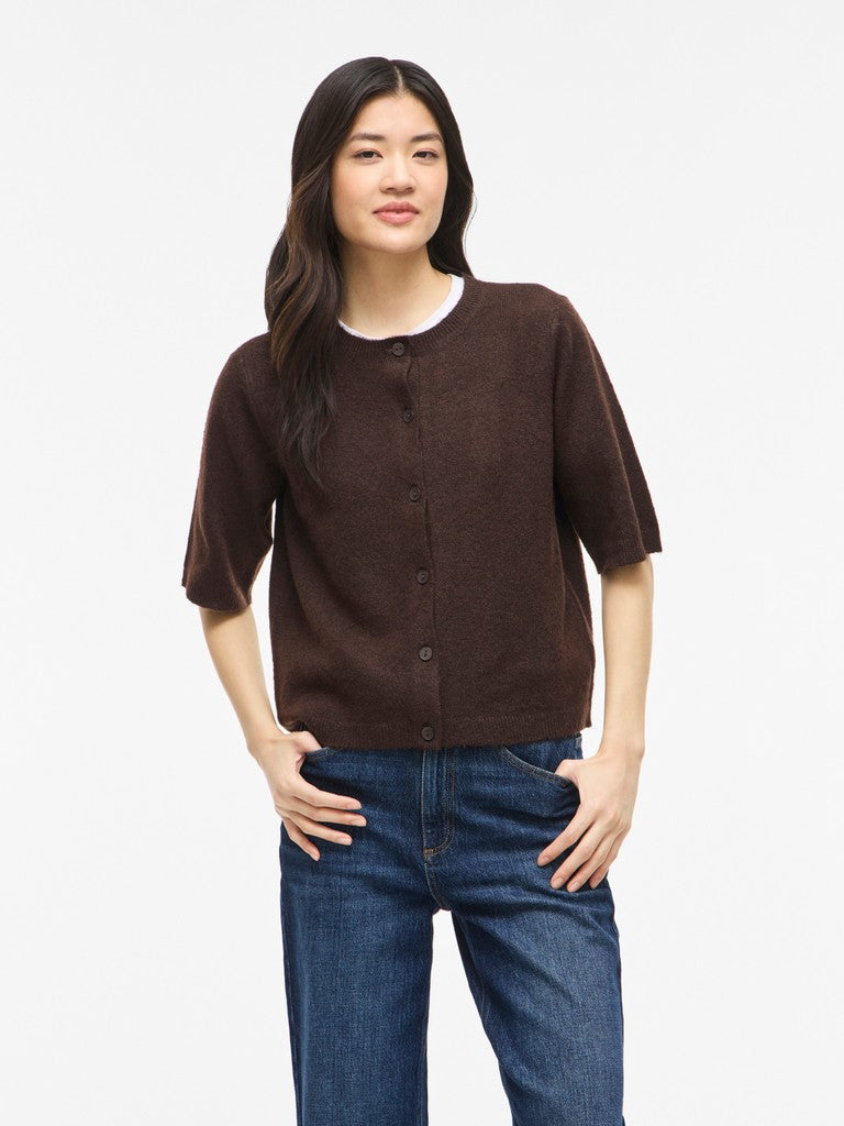 Viliga 2/4 O-neck Knit Cardigan - Noos - Bruin