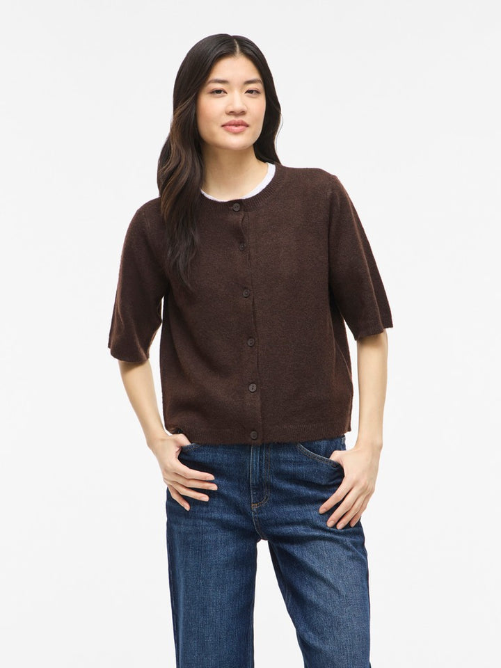 Viliga 2/4 O-neck Knit Cardigan - Noos - Bruin