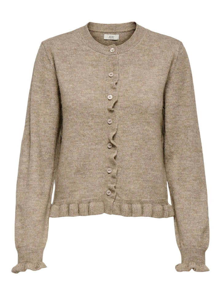 Jdyletty L/s On Frill Cardigan Knt Noos - Licht Bruin