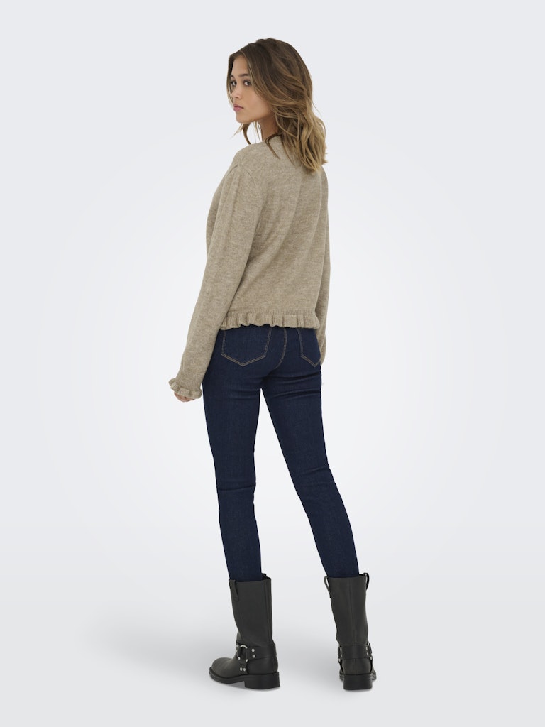 Jdyletty L/s On Frill Cardigan Knt Noos - Licht Bruin
