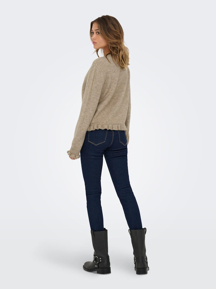 Jdyletty L/s On Frill Cardigan Knt Noos - Licht Bruin