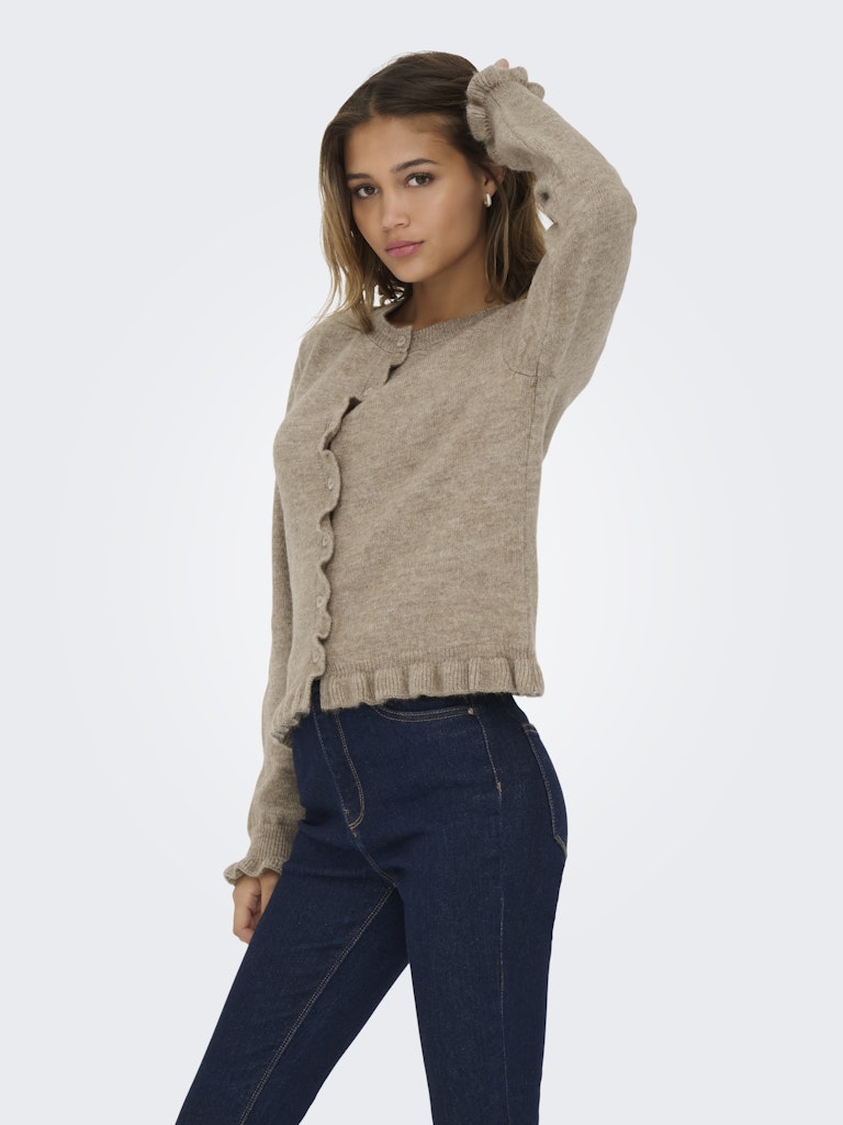 Jdyletty L/s On Frill Cardigan Knt Noos - Licht Bruin