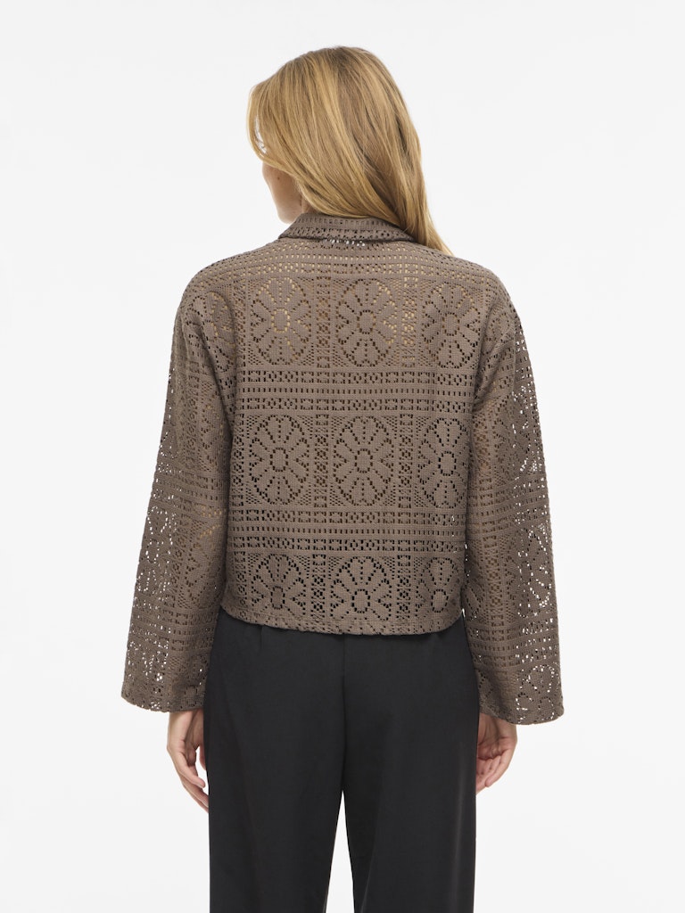 Vimerinda Crochet L/s Cardigan - Noos - Taupe