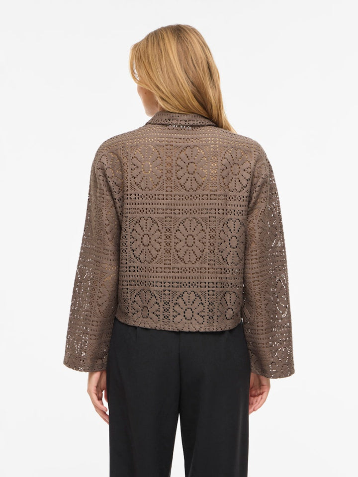 Vimerinda Crochet L/s Cardigan - Noos - Taupe