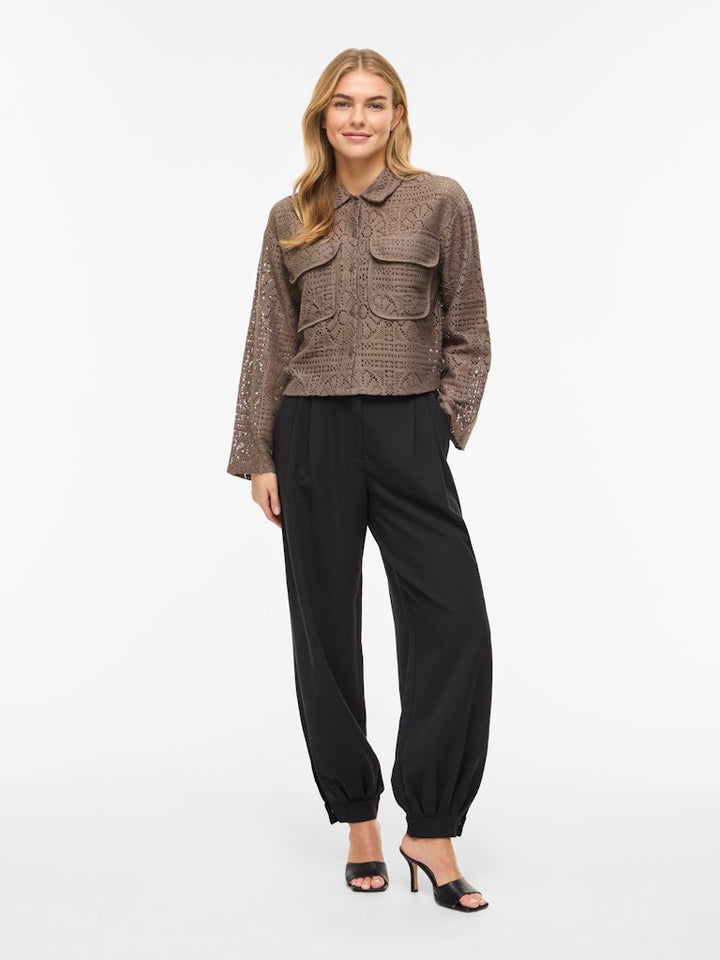 Vimerinda Crochet L/s Cardigan - Noos - Taupe