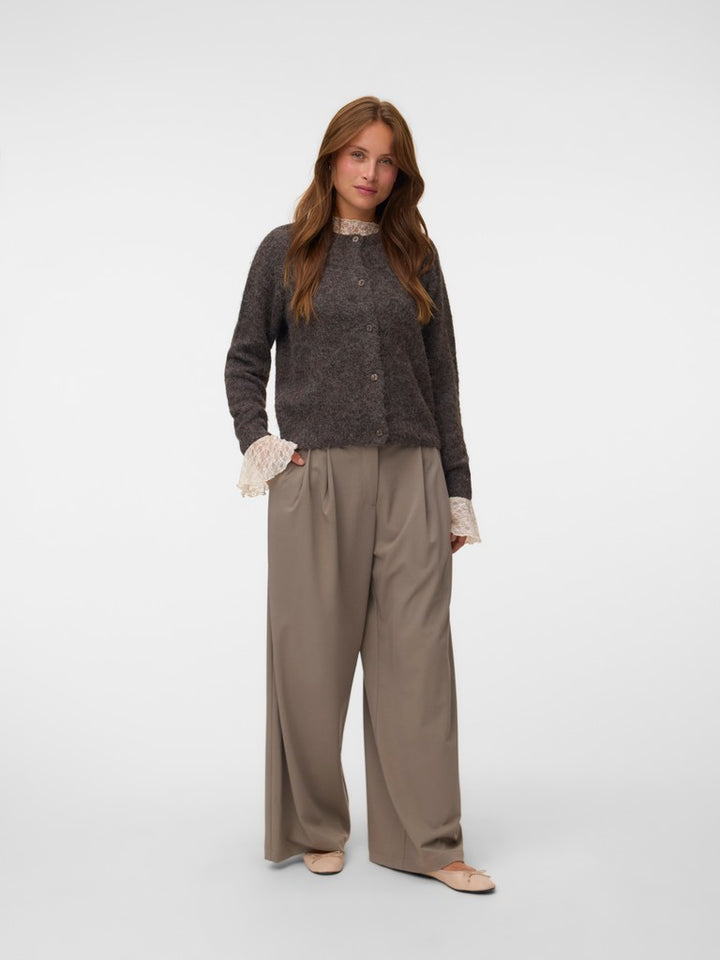 Vmnovah Ls O-neck Button Cardi Ga Noos - Bruin Melee