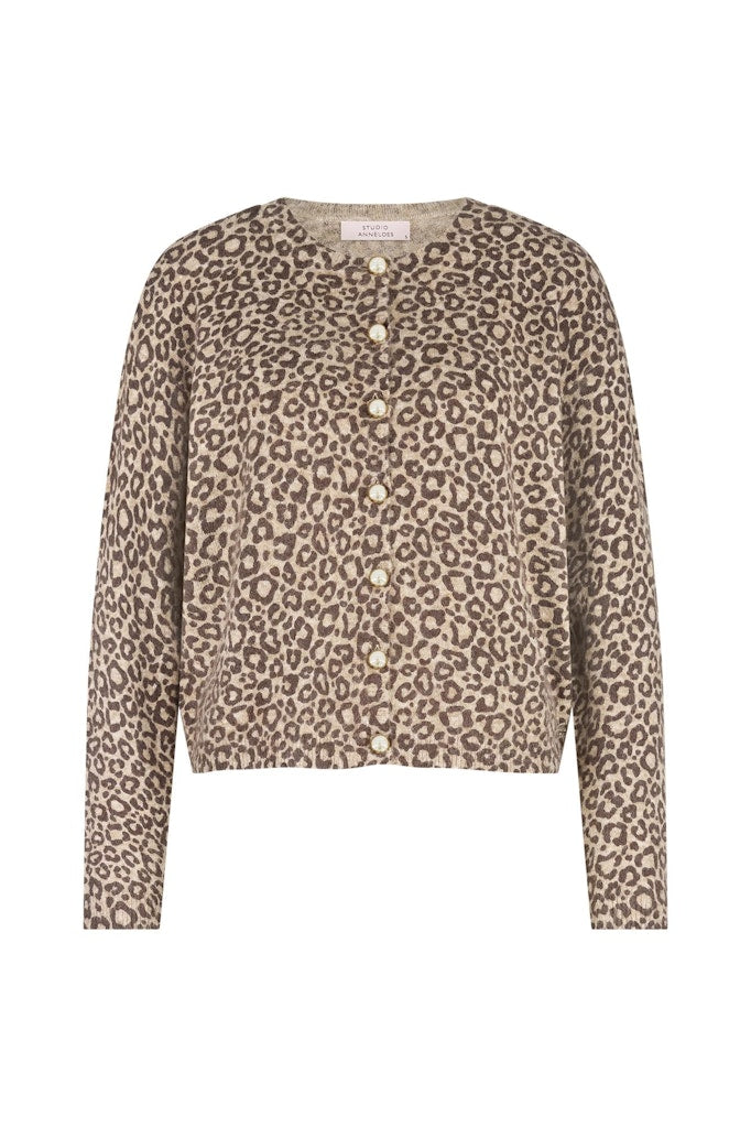 Delia Leopard Cardigan - Bruin Dessin