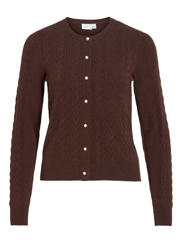 Vikerry Cable L/s Knit Cardigan-noos - Bruin