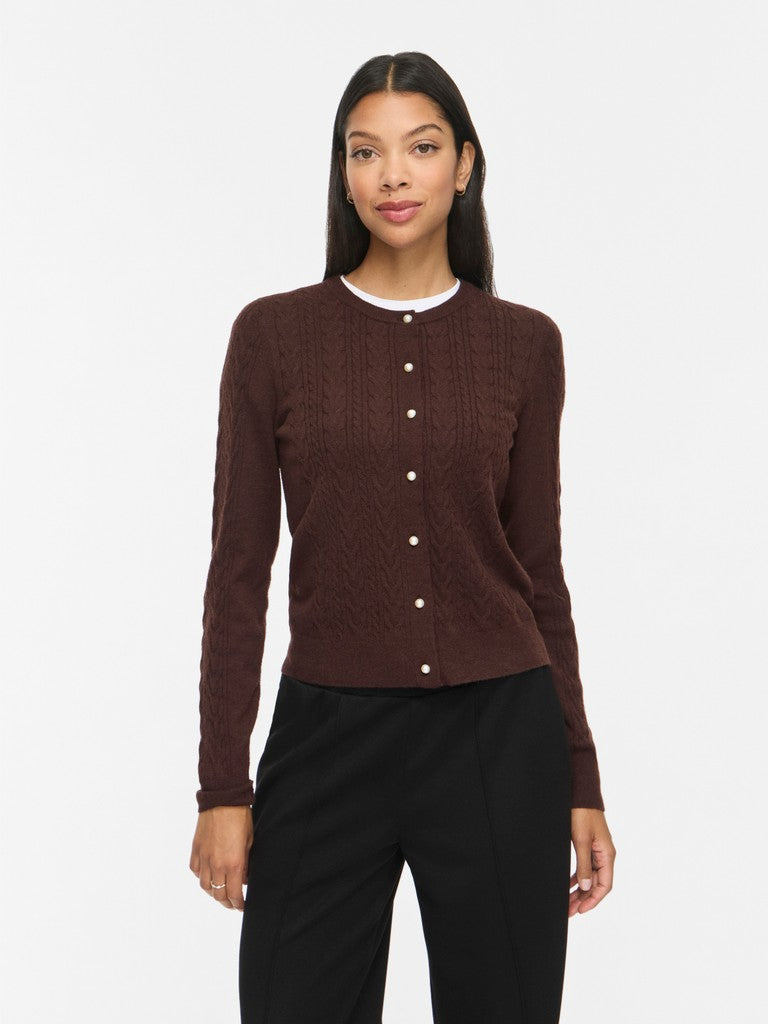 Vikerry Cable L/s Knit Cardigan-noos - Bruin