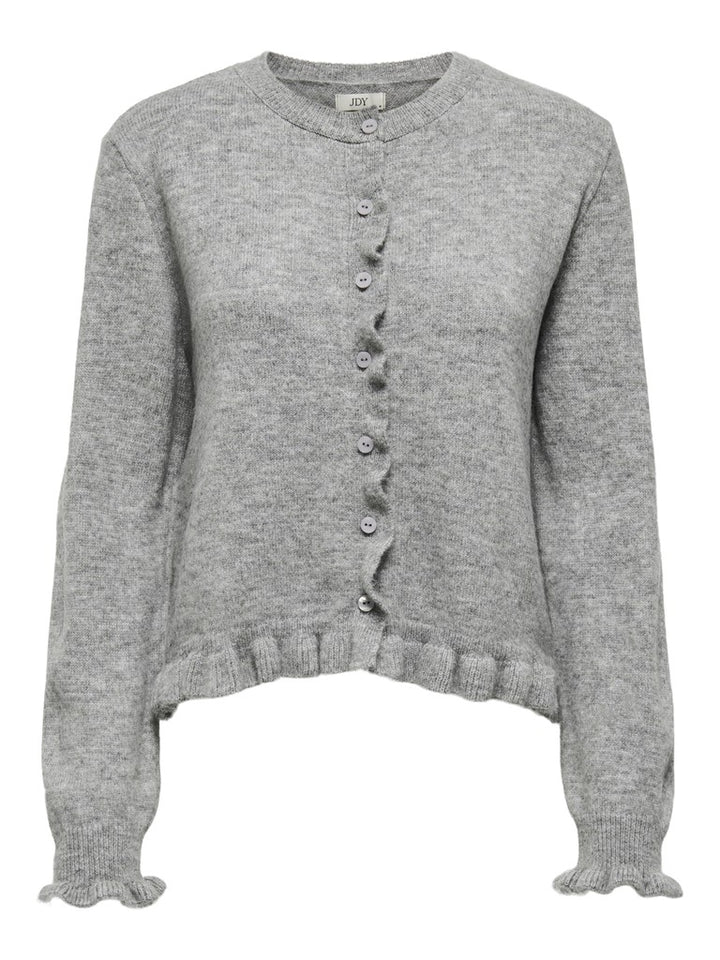 Jdyletty L/s On Frill Cardigan Knt Noos - Lichtgrijs