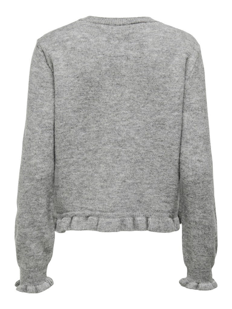 Jdyletty L/s On Frill Cardigan Knt Noos - Lichtgrijs