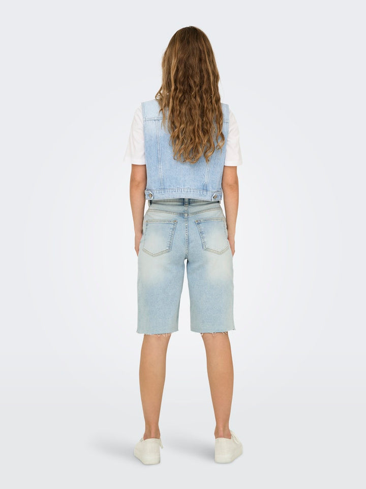 Onlfeliz Dnm Waistcoat Round Collar Tai - Blue Denim
