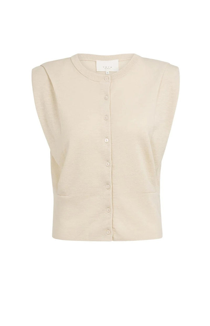 Shoulder Detail Cardigan With - Ecru