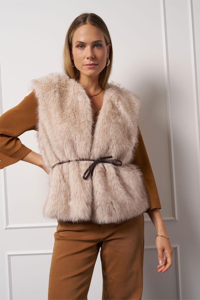 Ivana Fur Waistcoat - Zand