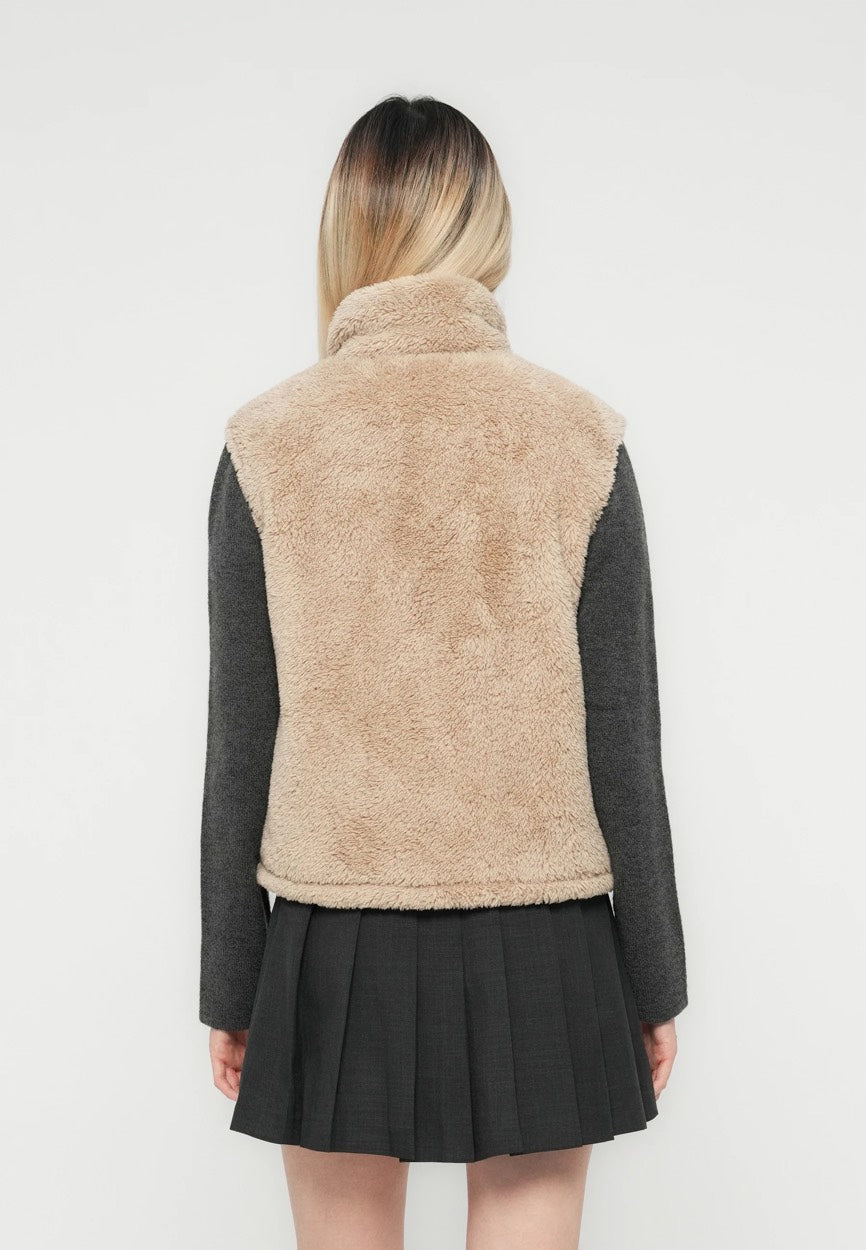 Onlbari Life Teddy Waistcoat Bf Otw - Zand