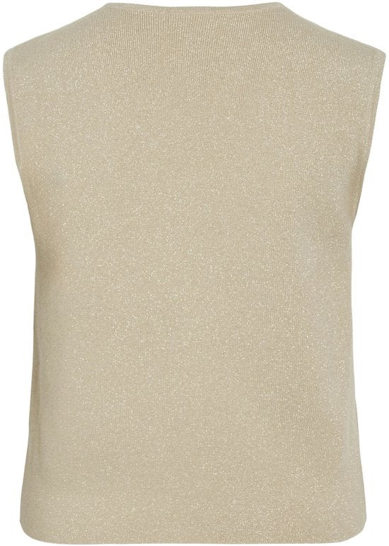 Vicharvi S/l Button Glitter Knit Vest - Zand