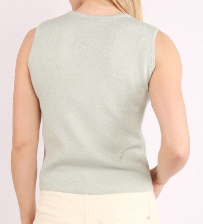 Vicharvi S/l Button Glitter Knit Vest - Lichtblauw