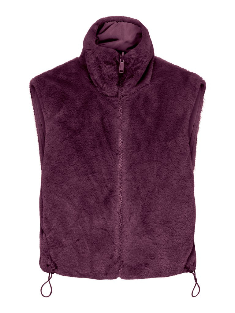Onldana Life Faux Fur Waistcoat Cc Otw - Bordeaux