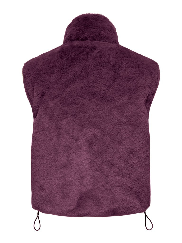 Onldana Life Faux Fur Waistcoat Cc Otw - Bordeaux