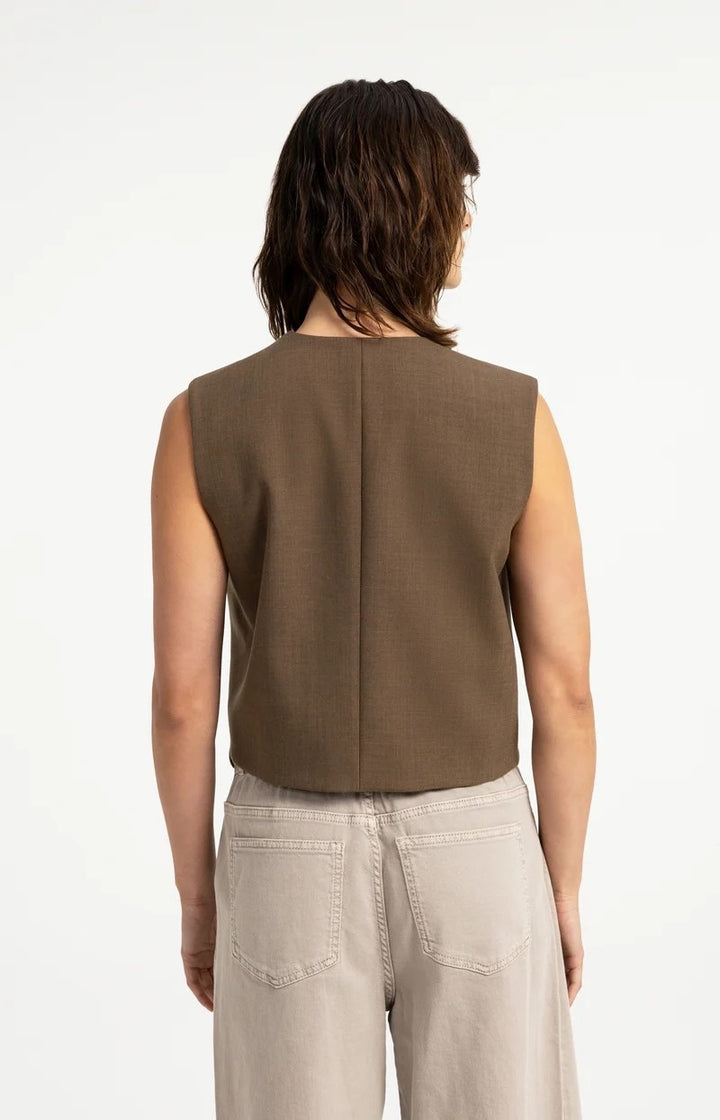 Geweven Gilet Met Overslageffe - Bruin
