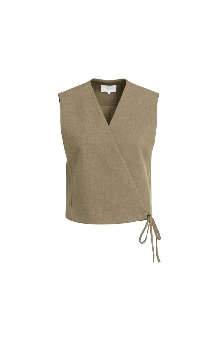 Geweven Gilet Met Overslageffe - Bruin