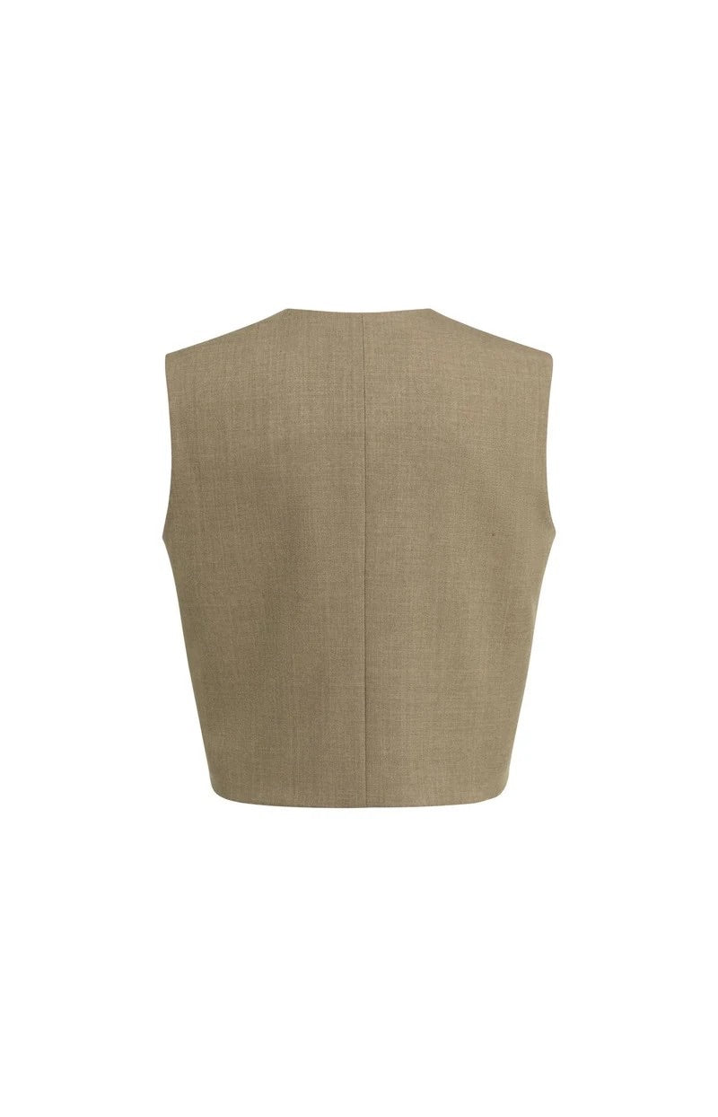 Geweven Gilet Met Overslageffe - Bruin