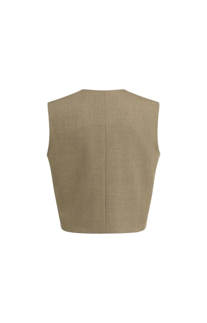 Geweven Gilet Met Overslageffe - Bruin