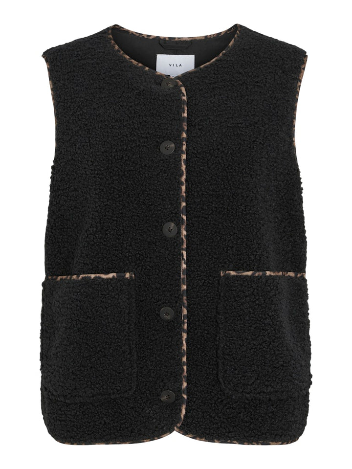 Viada Printed Piping Teddy Vest - Zwart