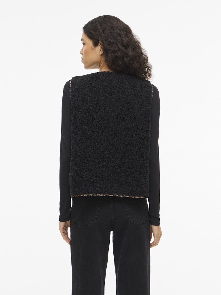 Viada Printed Piping Teddy Vest - Zwart