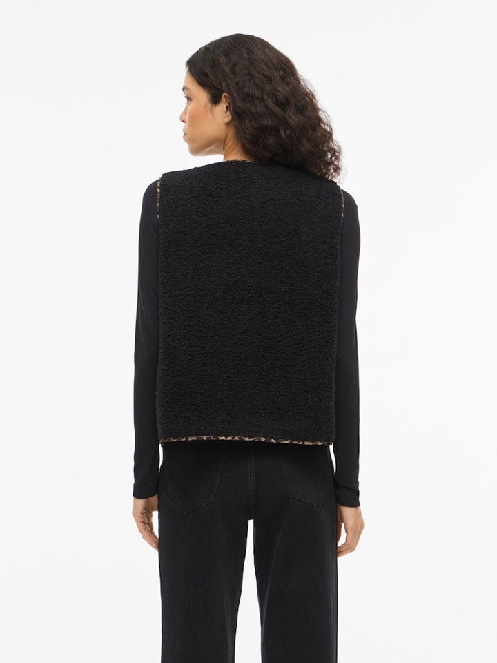 Viada Printed Piping Teddy Vest - Zwart