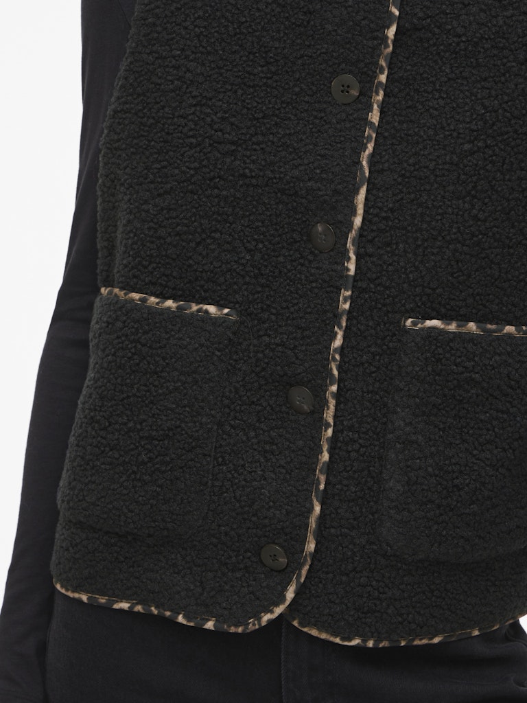 Viada Printed Piping Teddy Vest - Zwart