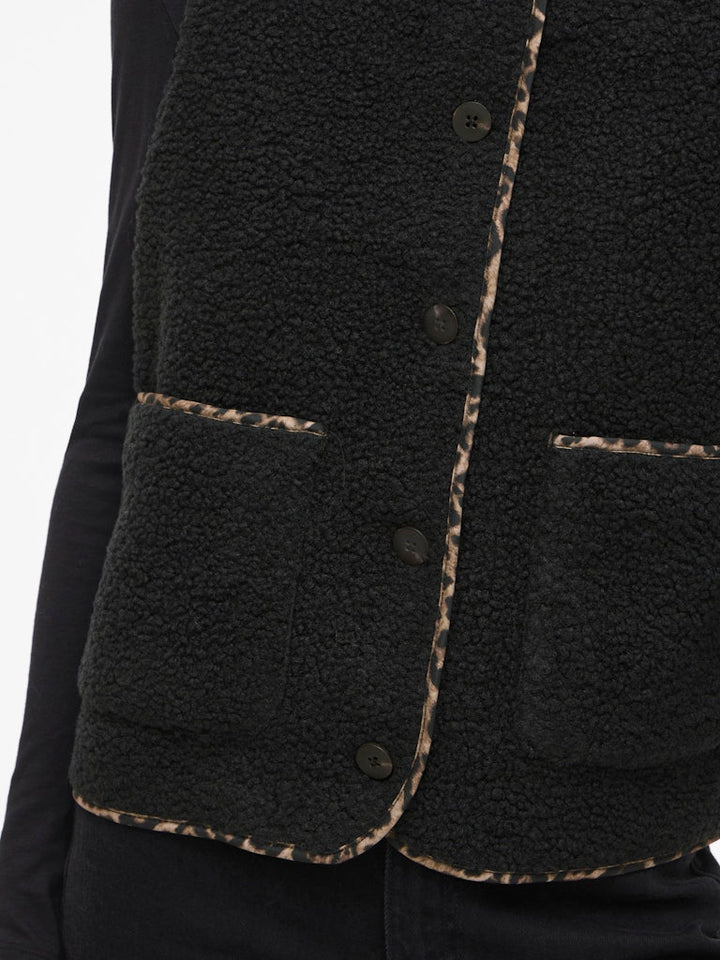 Viada Printed Piping Teddy Vest - Zwart