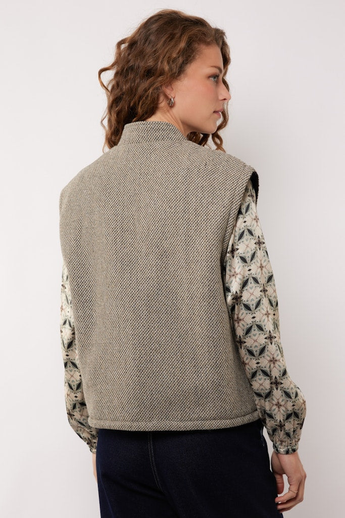 Kamala Gilet##3; 001757 Black/oli - Zwart Dessin