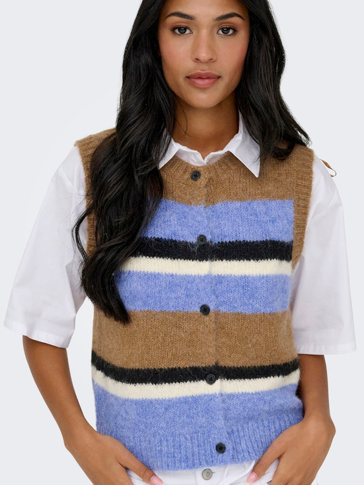 Onlkallie Sl Button Vest Knt - Bruin Dessin
