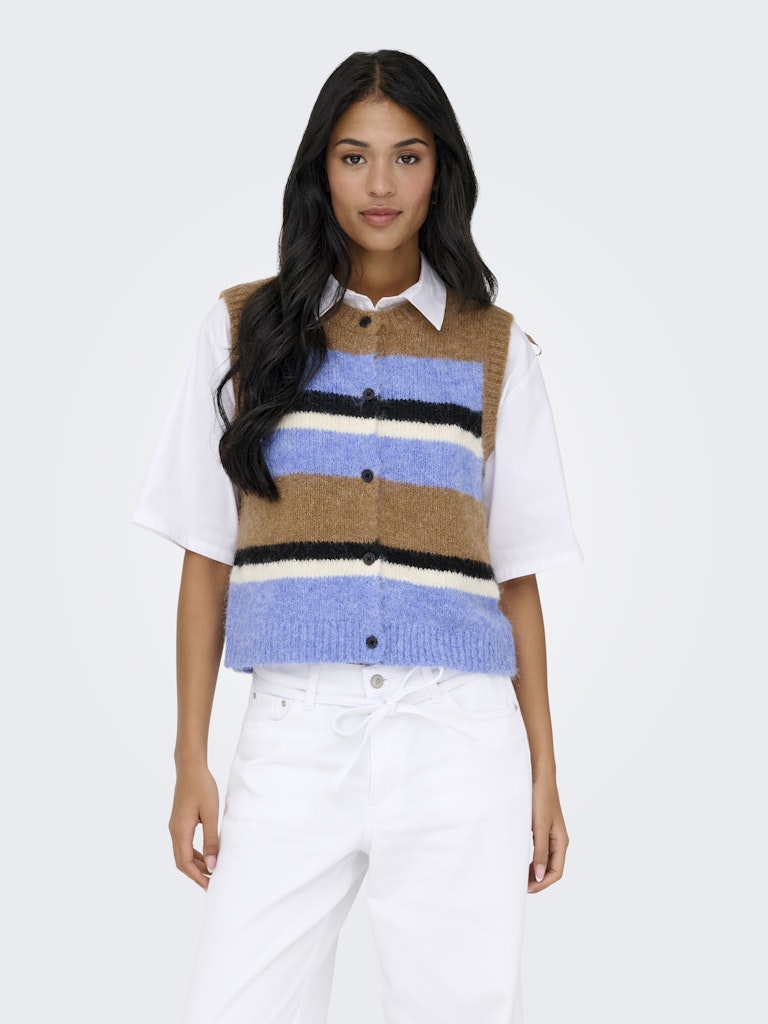 Onlkallie Sl Button Vest Knt - Bruin Dessin