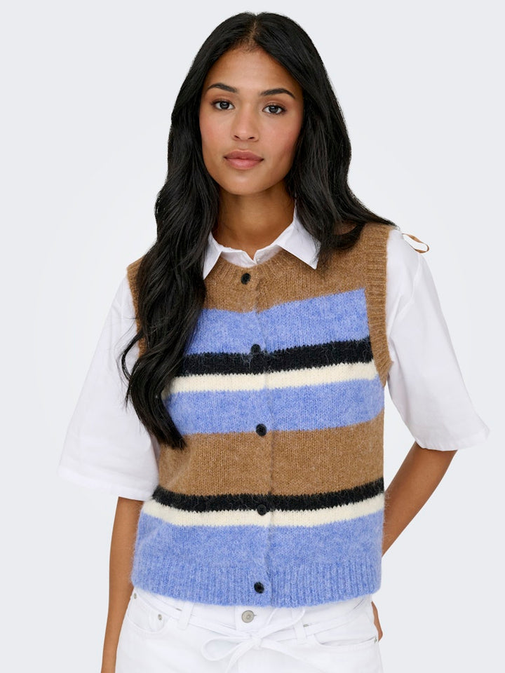 Onlkallie Sl Button Vest Knt - Bruin Dessin