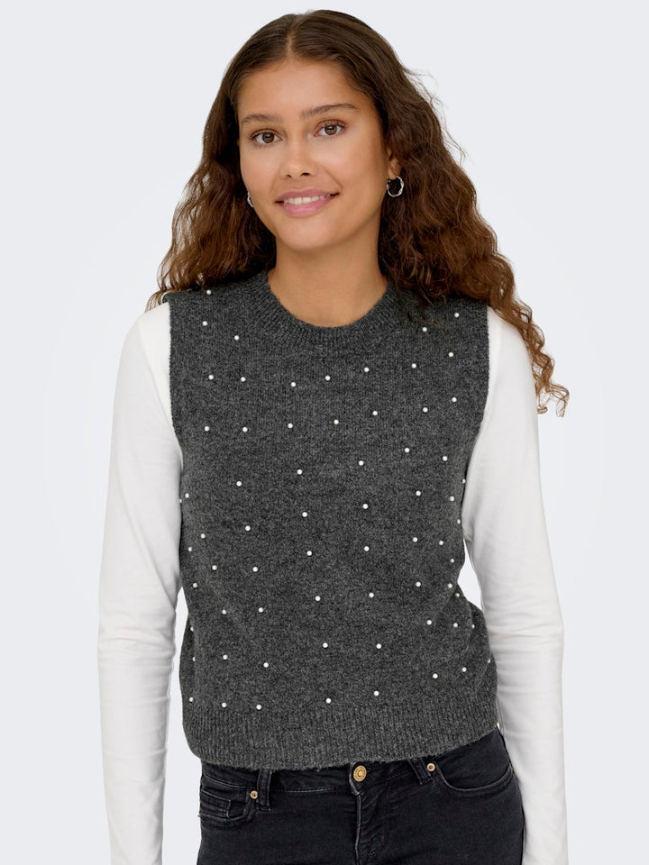 Onlrenata Sl O-neck Pearl Vest Knt - Grijs Melee