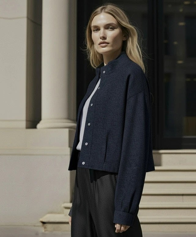 Hdmolly Cropped Denim Jacket - Blue Denim