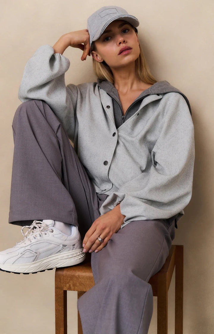 Woven Oversized Jacket - Grijs Dessin