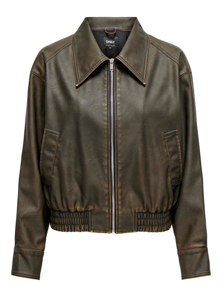 ONLY faux leather pocket jacket in black | ASOS